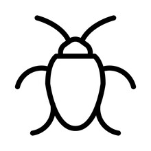 Bug Icon Line Isolated On White Background. Black Flat Thin Icon On Modern Outline Style. Linear Symbol And Editable Stroke. Simple And Pixel Perfect Stroke Vector Illustration