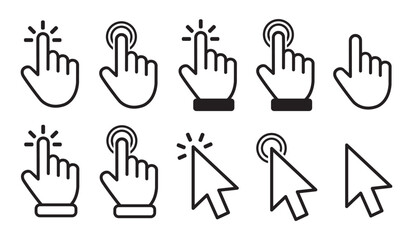 Leinwandbilder - Vector hand cursors icons click set 10 eps.