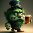 Leprechaum drinking a beer on St Patrick´s Day - Generative AI