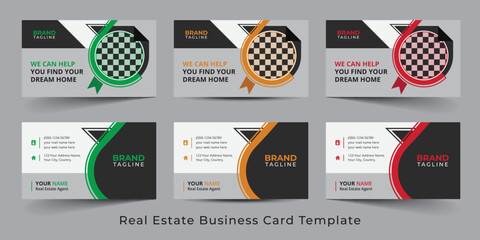 Wall Mural - Real Estate Agent and Home Sales Business Card Template Design