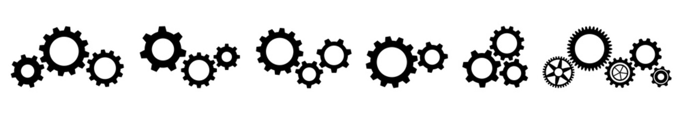 Poster - Gears icon set. Setting gears icon.Machine gear icon vector set. Simple Gear wheel collection. Cogwheel. Gear icons. Different style icons set. Vector illustration.