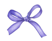 Watercolor Drawing Of A Purple Ribbon Bow