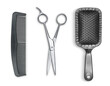 Comb, scissors and brush