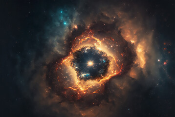 Wall Mural - space illustration with stars and nebula. Generative AI