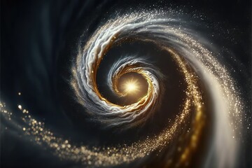  a spiral of light in the middle of a dark background with stars in the middle of the image and a bright light in the middle of the middle of the image, with a black background., ai, Generative