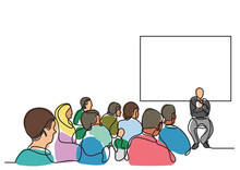 Continuous Line Drawing Attendees And Presenter  Professionals  - PNG Image With Transparent Background