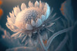 Frostige Blume im Winter im Sonnenlicht, digitale Illustration