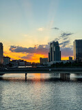 Fototapeta  - Magical sunset and city view