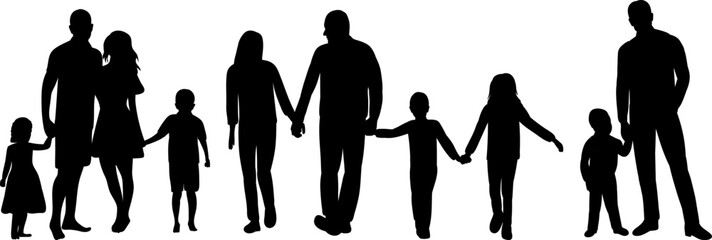 Canvas Print - people with children, family silhouette design vector isolated