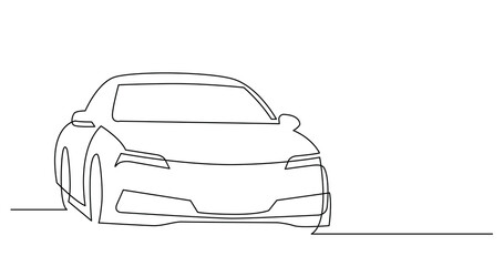 Poster - continuous line drawing of modern sedan car - PNG image with transparent background