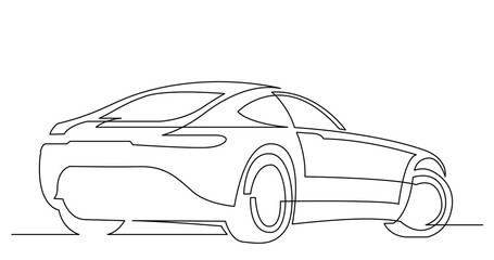 Sticker - continuous line drawing of rear view of modern powerful sport car - PNG image with transparent background