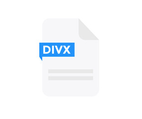 Poster - File format DIVX logo design. Document file icon, internet, extension, sign, type, presentation, graphic, application. Element for applications, web sites, data services vector design and illustration