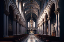 Cathedral Interior. Generative AI