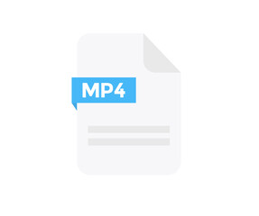 Poster - File format MP4 logo design. Document file icon, internet, extension, sign, type, presentation, graphic, application. Element for applications, web sites, data services vector design and illustration.