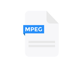 Poster - File format MPEG logo design. Document file icon, internet, extension, sign, type, presentation, graphic, application. Element for applications, web sites, data services vector design and illustration