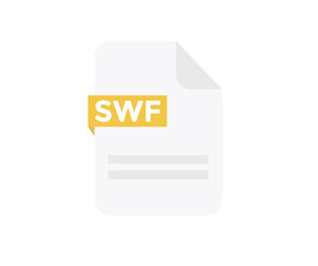 Poster - File format SWF logo design. Document file icon. Element for applications, web sites & data services. Format and extension of documents vector design and illustration.
