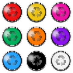 Fototapete - Recycle button icon set isolated on white with clipping path 3d illustration