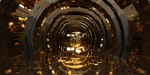 Poster - Futuristic sci-fi corridor room. Modern Future background style, interior concept. 3d rendering