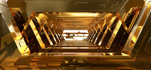 Poster - Futuristic sci-fi corridor room. Modern Future background style, interior concept. 3d rendering