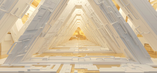 Poster - Futuristic sci-fi corridor room. Modern Future background style, interior concept. 3d rendering