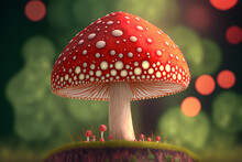 Fly Agaric Mushrooms In The Forest