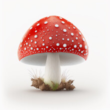 A Fly Agaric Mushroom On A White Background