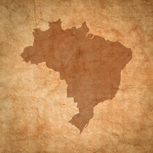 Brazil Map On Old Brown Grunge Paper