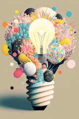 Idea, creativity in light bulb, Generative AI