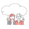 © tedybee - 笑顔の若い男女　吹き出し付き