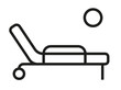 leżak ikona, wektorowa ikonka leżaka, mebel, fotel plażowy, edytowalna linia, leżak piktogram