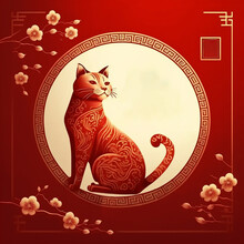 The Cat Is The Symbol Of The Year 2023. New Year According To The Chinese Calendar. Generative AI