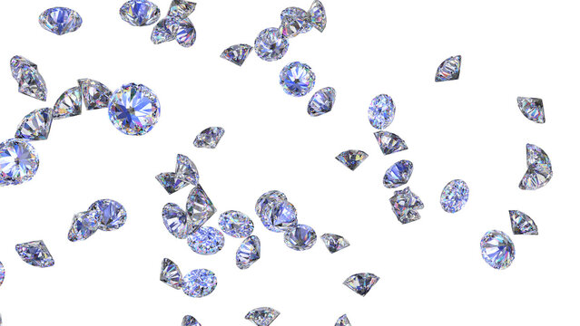 Shiny Diamonds on black-purple surface background. Concept 3D CG of luxury living, expensive things and high added value. PNG file format.