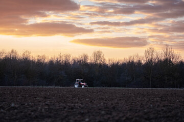 Wall Mural - farming on a sunset