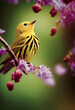 Tiny yellow warbler bird in the forest ,made with Generative AI