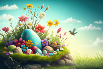 Fotomurales - Fröhlich Ostern - Generative AI