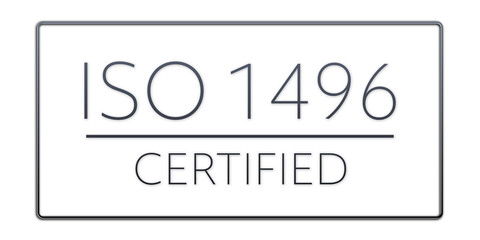 Wall Mural - Iso 1496 - standard certificate badge for quality management system. Button isolated on white background