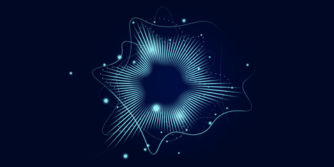 Aufkleber - Abstract wave pattern on a dark blue background with empty space for text. Modern futuristic design for music wave image. Cyberspace, high tech, technology concept. Illustration vector