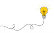 © Narek - One line light bulb isolated on white background. Creative idea with hand drawn light bulb. vector illustration