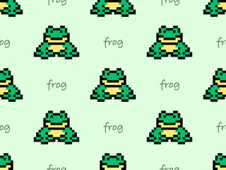 Frog cartoon character seamless pattern on green background