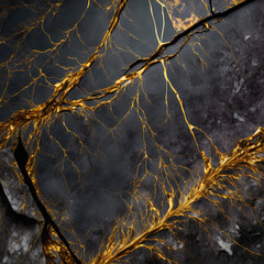 Wall Mural - Gold and white Patterned natural of dark gray marble (Gold Russia) texture background for product design. (ai generated)