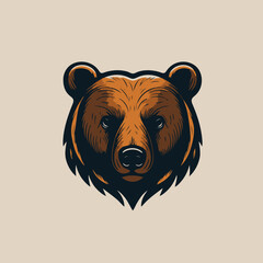 grizzly bear head logo symbol design template, emblem, sport logo