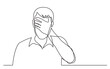 continuous line drawing man hiding his face in despair - PNG image with transparent background