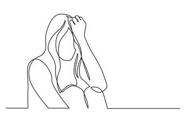 Poster - continuous line drawing addicted woman in despair - PNG image with transparent background