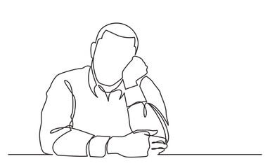 Poster - continuous line drawing dreaming man - png image with transparent background