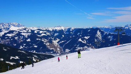 Canvas Print - Panorama of Schmittenhohe ski resort, Zell am See, Austria