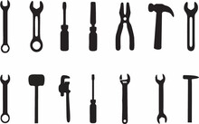 Set Of Working Tools Icon. Tools Silhouette. Repair And Construction Tools Collection. Editable Vector Illustration. Eps 10.