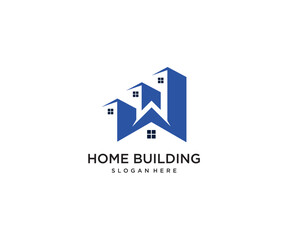 Wall Mural - building with home logo design