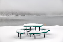 Snow Covered Picnic Table