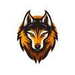 vector illustration of wolf head logo icon concept orange color for e sport team badge or company branding