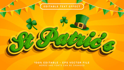 st patrick's day 3d text effect and editable text effect whit st patrick's day element